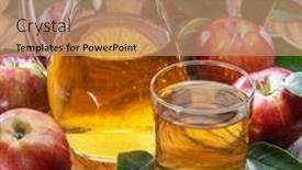  Presentation with juice - Presentation design with glass-and-carafe-of-fresh background and a  colored foreground