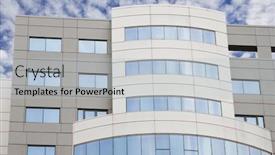  Presentation with cement - PPT theme with glass-and-cement-building background and a light blue colored foreground