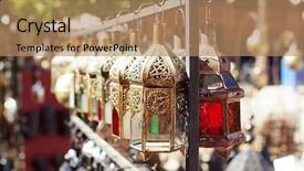  Presentation with lanterns - Slide deck consisting of glass and metal lanterns lamps background and a coral colored foreground