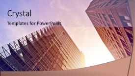  Presentation with modern reflective office buildings - Beautiful presentation theme featuring glass and steel office buildings backdrop and a light blue colored foreground