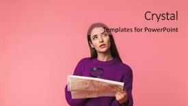  Presentation with looking glass - Cool new theme with glass at a guide map backdrop and a coral colored foreground