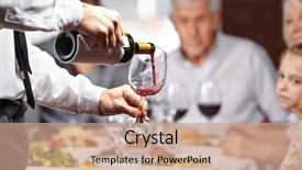  Presentation with waiter - Slide set consisting of glass at a restaurant background and a coral colored foreground