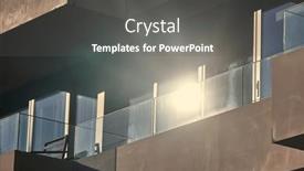  Presentation with sun flare in deep space - Slides enhanced with glass-balcony-railing-reflecting-bright background and a  colored foreground