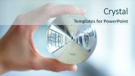  Presentation with glass - Amazing presentation theme having glass ball in the hand backdrop and a sky blue colored foreground