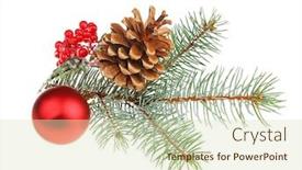  Presentation with pine - Slide deck with glass-ball-strobile-mistletoe background and a soft green colored foreground