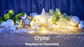  Presentation with christmas card - Presentation having glass balls garland and star background and a ocean colored foreground