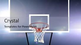  Presentation with basketball - Beautiful slides featuring glass basketball board and hoop backdrop and a light blue colored foreground