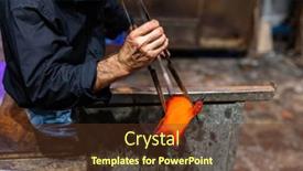  Presentation with glassware - Presentation design enhanced with glass-blower-at-work background and a tawny brown colored foreground