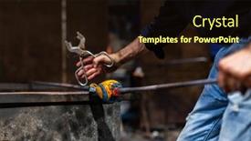  Presentation with glassware - Presentation consisting of glass-blower-at-work background and a wine colored foreground