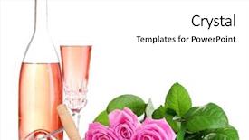  Presentation with pink sparkle - PPT layouts having glass bottle and pink rose background and a white colored foreground