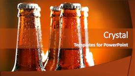  Presentation with beer bottle - Colorful PPT layouts enhanced with glass bottle of beer on dark background backdrop and a crimson colored foreground