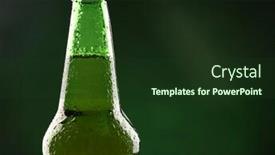  Presentation with beer bottle - Presentation theme having glass bottle of beer on dark green background background and a tawny brown colored foreground