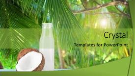  Presentation with nuts milk - Presentation design consisting of glass bottle of coconut milk background and a yellow colored foreground