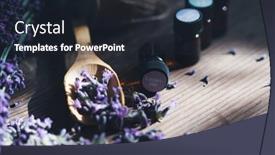  Presentation with aromatherapy massage - Presentation theme consisting of glass-bottle-of-lavender-essential background and a wine colored foreground