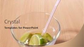  Presentation with bottle - PPT theme featuring glass-bottle-of-martini background and a lemonade colored foreground