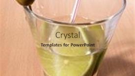  Presentation with bottle - Amazing presentation design having glass-bottle-of-martini backdrop and a coral colored foreground