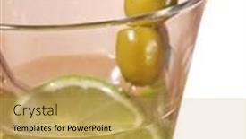  Presentation with bottle - PPT layouts having glass-bottle-of-martini background and a yellow colored foreground