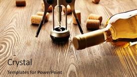  Presentation with corkscrew - Beautiful PPT layouts featuring dried grape - glass bottle of wine backdrop and a coral colored foreground