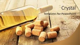  Presentation with bottle - Presentation design enhanced with glass bottle of wine background and a lemonade colored foreground