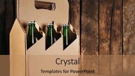  Presentation with beer bottle - Presentation design enhanced with glass bottle packaging - paper beer package on wooden background and a coral colored foreground