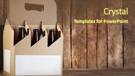  Presentation with beer bottle - Presentation theme consisting of glass bottle packaging - paper beer package on wooden background and a tawny brown colored foreground