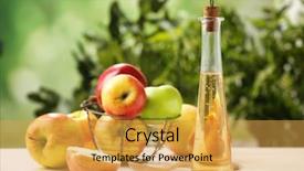  Presentation with bottle - Beautiful slide set featuring glass bottle with apple vinegar backdrop and a  colored foreground