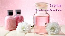  Presentation with essence - Slide set featuring natural cosmetics - glass bottle with color essence background and a pink colored foreground