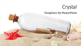  Presentation with white sand - Colorful PPT theme enhanced with glass bottle with note inside backdrop and a white colored foreground