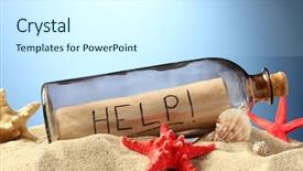  Presentation with note - Audience pleasing theme consisting of glass bottle with note inside backdrop and a cool aqua colored foreground