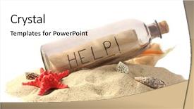  Presentation with white sand - Cool new PPT theme with glass-bottle-with-note-inside backdrop and a white colored foreground