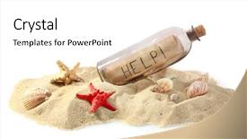  Presentation with white sand - Theme featuring glass bottle with note inside background and a white colored foreground