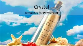  Presentation with sky blue - Slides consisting of glass bottle with note inside background and a light blue colored foreground