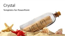  Presentation with white sand - Colorful theme enhanced with glass bottle with note inside on sand isolated on white backdrop and a white colored foreground