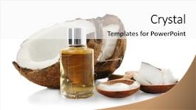  Presentation with coconut oil - Colorful PPT layouts enhanced with glass bottle with oil near backdrop and a white colored foreground
