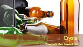  Presentation with bin - Presentation theme featuring glass bottles in recycling bin background and a  colored foreground
