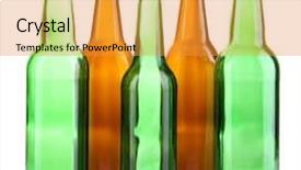  Presentation with bottles - Cool new PPT layouts with glass bottles isolated on white backdrop and a gold colored foreground