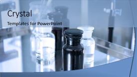  Presentation with bottle - PPT theme having glass bottles with medicines background and a light blue colored foreground