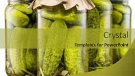  Presentation with cucumbers - Slide set featuring glass-bottles-with-pickled-cucumbers background and a  colored foreground