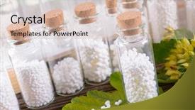  Presentation with homeopathic - Slides with glass bottles with plant background and a soft green colored foreground