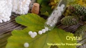  Presentation with homeopathic - Audience pleasing slides consisting of glass bottles with plant backdrop and a tawny brown colored foreground