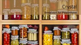  Presentation with preserved - Colorful slide deck enhanced with glass bottles with preserved food backdrop and a coral colored foreground