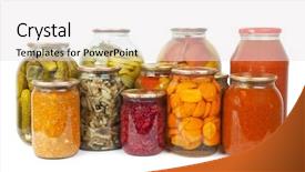  Presentation with preserved - Theme with glass bottles with preserved food background and a white colored foreground