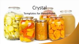  Presentation with food preservation - Presentation design consisting of glass bottles with preserved food background and a white colored foreground