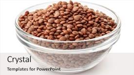  Presentation with lentils - Theme consisting of glass bow of dry lentils background and a light gray colored foreground