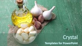  Presentation with garlic - Slides enhanced with glass bowl and oil background and a ocean colored foreground