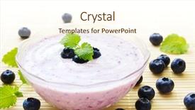  Presentation with blueberry - Cool new theme with glass bowl of blueberry yogurt with blueberries backdrop and a cream colored foreground