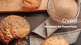  Presentation with broken glass - Audience pleasing PPT theme consisting of glass bowl of bread crumbs backdrop and a tawny brown colored foreground