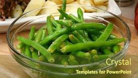  Presentation with green glass - Colorful PPT layouts enhanced with bowl of fresh green beans backdrop and a tawny brown colored foreground