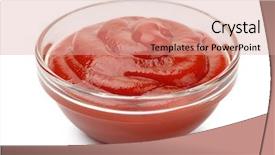  Presentation with ketchup - PPT theme enhanced with glass bowl of ketchup isolated background and a coral colored foreground