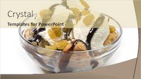  Presentation with chocolate ice cream - Presentation theme enhanced with glass-bowl-with-cinnamon-raisin background and a blonde colored foreground